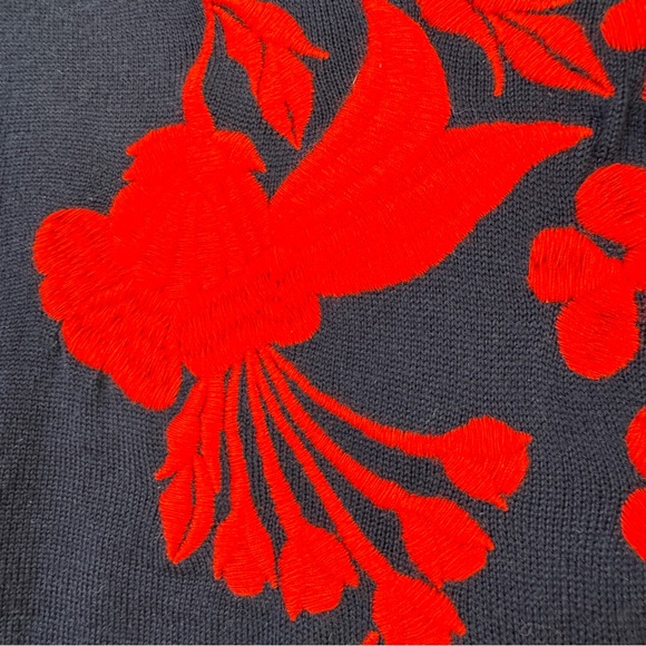 J CREW Wool Embroidered Button Jackie Cardigan Navy Red Sz S Long Sleeve - Picture 7 of 11